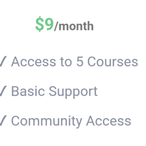 Basic $9/month ✔ Access to 5 Courses